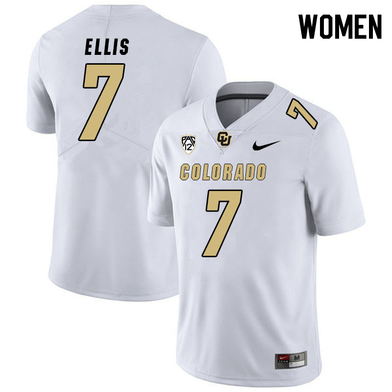 Women #7 Jaylen Ellis Colorado Buffaloes College Football Jerseys Stitched Sale-White - Click Image to Close